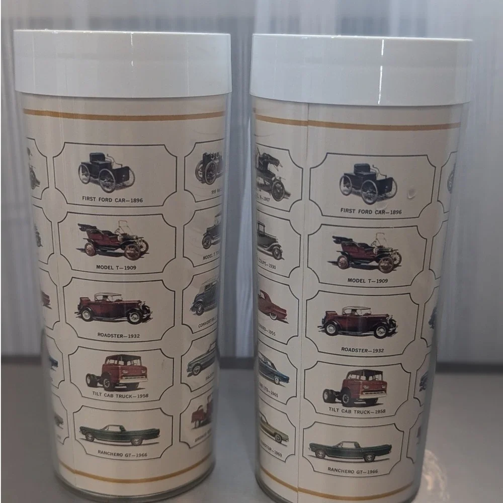 Vintage West Bend Ford Evolution Cars‎ Thermo-Serv Insulated Tumbler Set